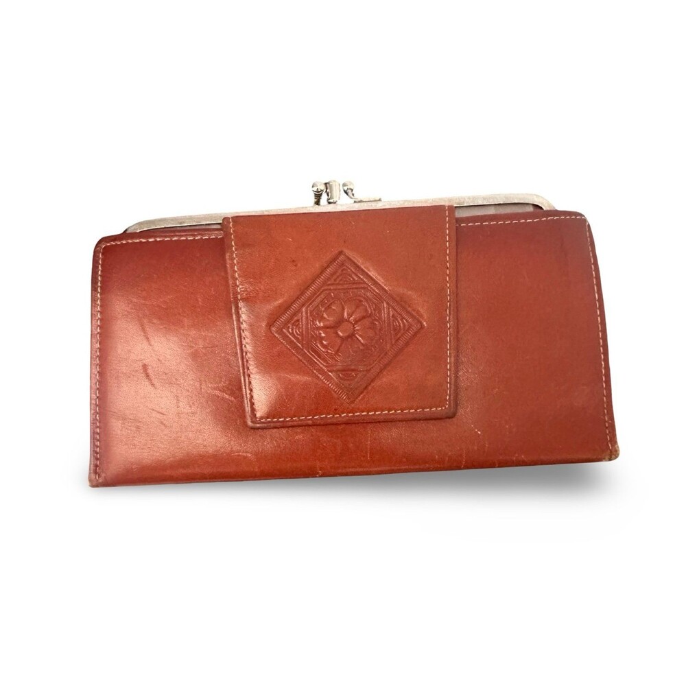 Vintage Di Lido Sundance Cowhide Leather Wallet Bifold Clutch with Kiss-Lock Coi